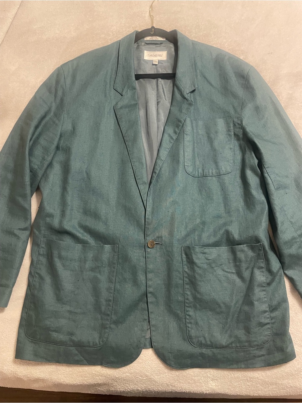 Axis Men's Kelly Green Linen Blazer Jacket sport coat 90s oversized w pockets